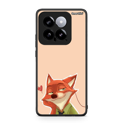 Xiaomi 14 5G Nick Wilde And Judy Hopps Love 1 θήκη από τη Smartfits με σχέδιο στο πίσω μέρος και μαύρο περίβλημα | Smartphone case with colorful back and black bezels by Smartfits