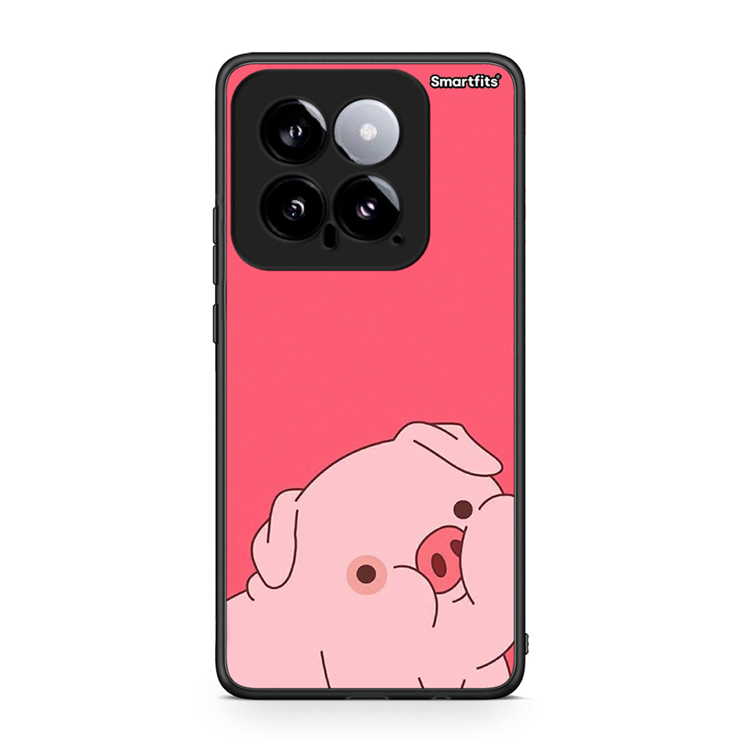Xiaomi 14 5G Pig Love 1 Θήκη Αγίου Βαλεντίνου από τη Smartfits με σχέδιο στο πίσω μέρος και μαύρο περίβλημα | Smartphone case with colorful back and black bezels by Smartfits
