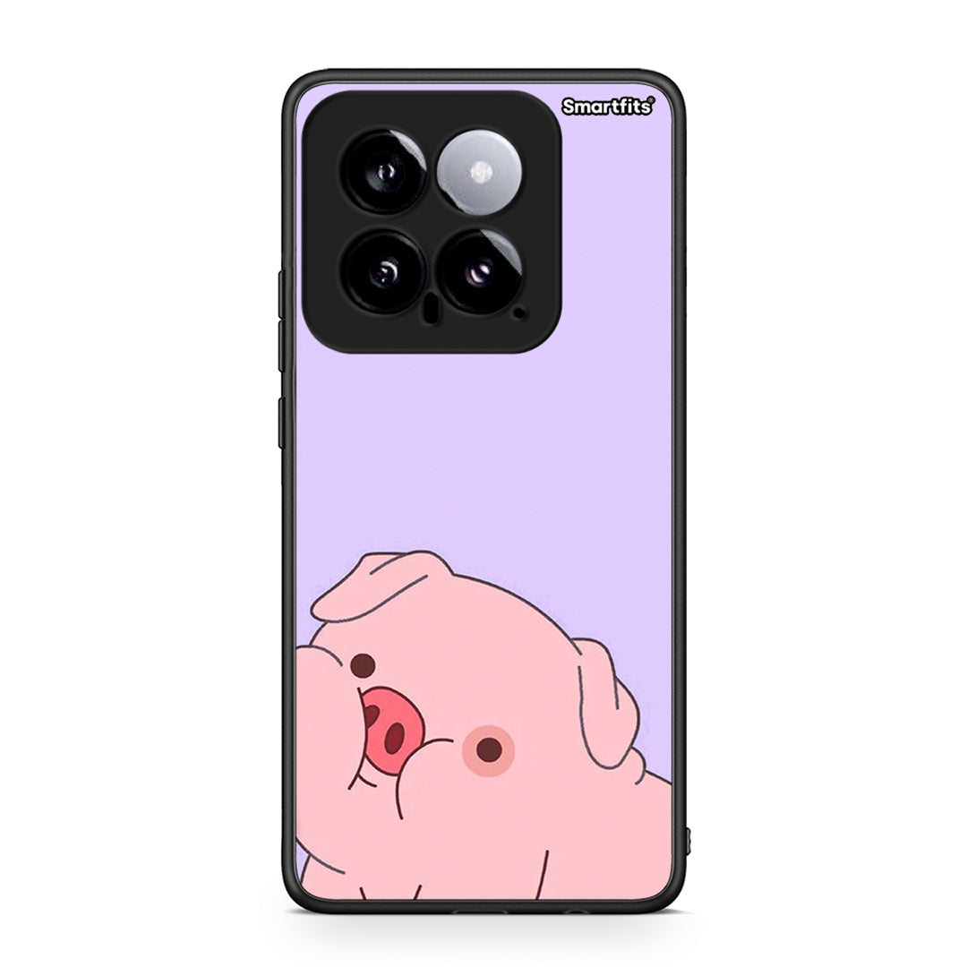 Xiaomi 14 5G Pig Love 2 Θήκη Αγίου Βαλεντίνου από τη Smartfits με σχέδιο στο πίσω μέρος και μαύρο περίβλημα | Smartphone case with colorful back and black bezels by Smartfits