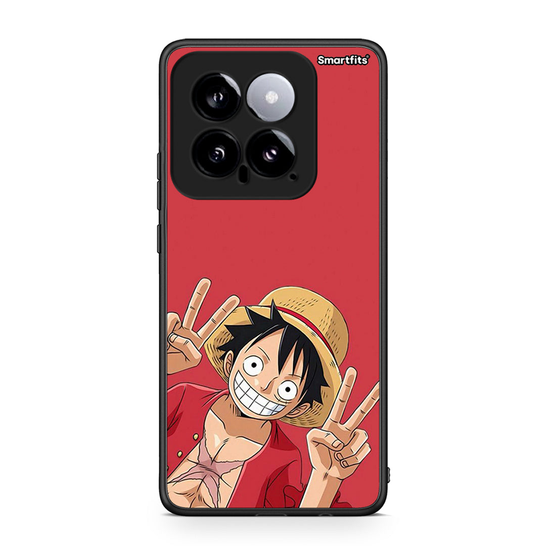 Xiaomi 14 5G Pirate Luffy Θήκη από τη Smartfits με σχέδιο στο πίσω μέρος και μαύρο περίβλημα | Smartphone case with colorful back and black bezels by Smartfits