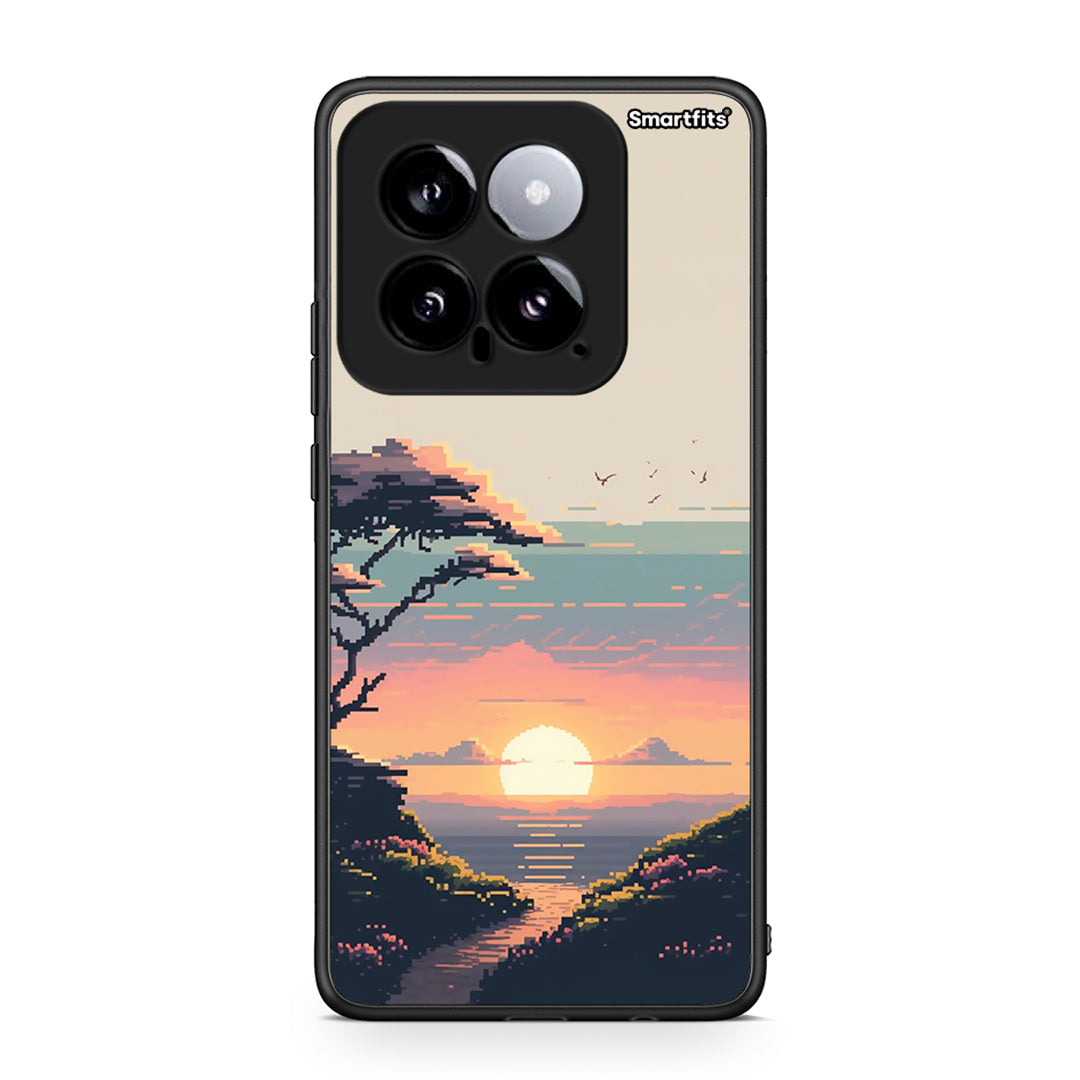 Xiaomi 14 5G Pixel Sunset Θήκη από τη Smartfits με σχέδιο στο πίσω μέρος και μαύρο περίβλημα | Smartphone case with colorful back and black bezels by Smartfits