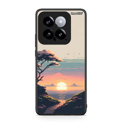 Xiaomi 14 5G Pixel Sunset Θήκη από τη Smartfits με σχέδιο στο πίσω μέρος και μαύρο περίβλημα | Smartphone case with colorful back and black bezels by Smartfits