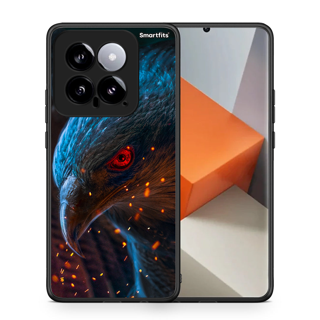 Θήκη Xiaomi 14 5G Eagle PopArt από τη Smartfits με σχέδιο στο πίσω μέρος και μαύρο περίβλημα | Xiaomi 14 5G Eagle PopArt case with colorful back and black bezels