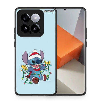 Θήκη Xiaomi 14 5G Santa Stich από τη Smartfits με σχέδιο στο πίσω μέρος και μαύρο περίβλημα | Xiaomi 14 5G Santa Stich case with colorful back and black bezels