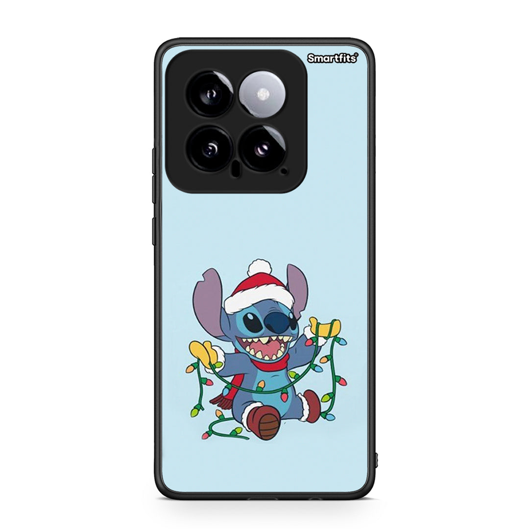 Xiaomi 14 5G Santa Stich θήκη από τη Smartfits με σχέδιο στο πίσω μέρος και μαύρο περίβλημα | Smartphone case with colorful back and black bezels by Smartfits