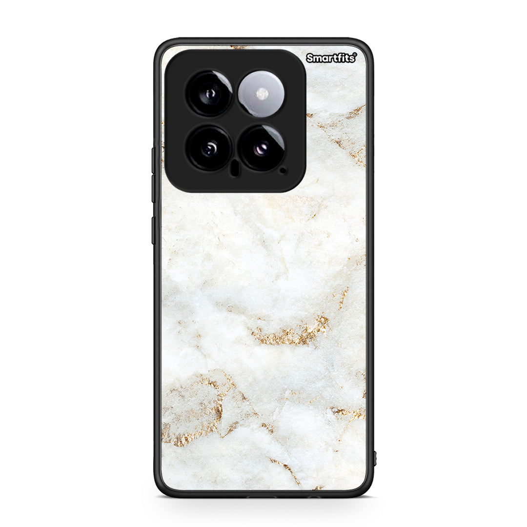 Xiaomi 14 5G White Gold Marble θήκη από τη Smartfits με σχέδιο στο πίσω μέρος και μαύρο περίβλημα | Smartphone case with colorful back and black bezels by Smartfits