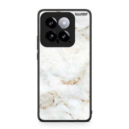 Xiaomi 14 5G White Gold Marble θήκη από τη Smartfits με σχέδιο στο πίσω μέρος και μαύρο περίβλημα | Smartphone case with colorful back and black bezels by Smartfits