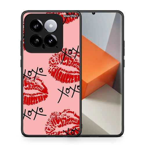 Θήκη Xiaomi 14 5G XOXO Lips από τη Smartfits με σχέδιο στο πίσω μέρος και μαύρο περίβλημα | Xiaomi 14 5G XOXO Lips case with colorful back and black bezels