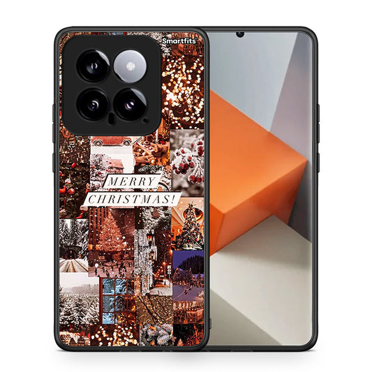 Θήκη Xiaomi 14 5G Xmas Collage από τη Smartfits με σχέδιο στο πίσω μέρος και μαύρο περίβλημα | Xiaomi 14 5G Xmas Collage case with colorful back and black bezels