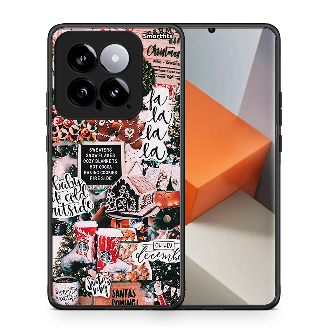 Θήκη Xiaomi 14 5G Xmas Habbits από τη Smartfits με σχέδιο στο πίσω μέρος και μαύρο περίβλημα | Xiaomi 14 5G Xmas Habbits case with colorful back and black bezels
