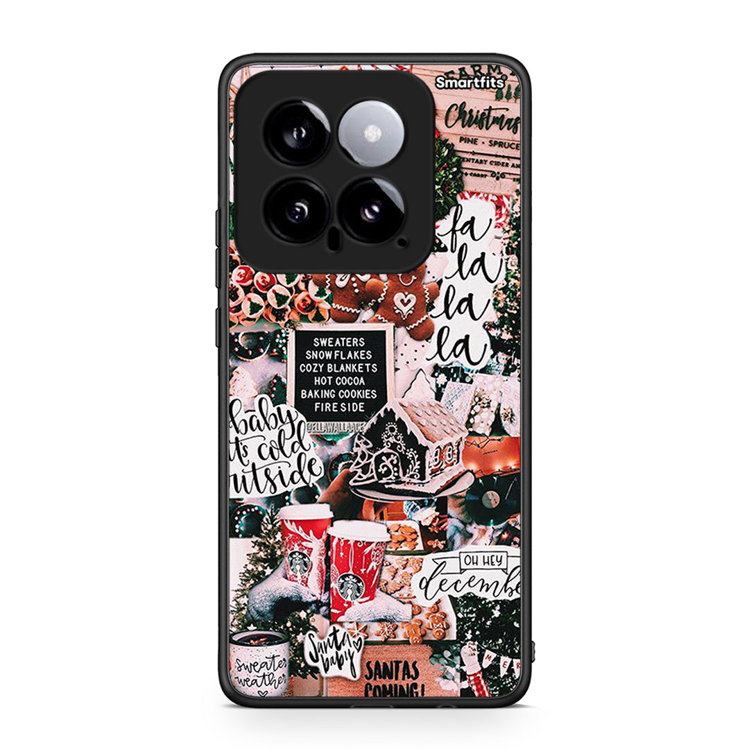 Xiaomi 14 5G Xmas Habbits θήκη από τη Smartfits με σχέδιο στο πίσω μέρος και μαύρο περίβλημα | Smartphone case with colorful back and black bezels by Smartfits