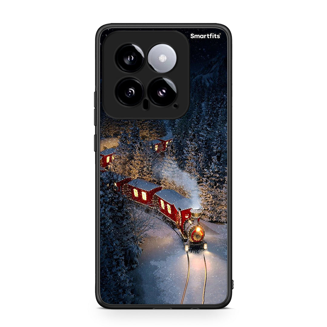 Xiaomi 14 5G Xmas Train θήκη από τη Smartfits με σχέδιο στο πίσω μέρος και μαύρο περίβλημα | Smartphone case with colorful back and black bezels by Smartfits