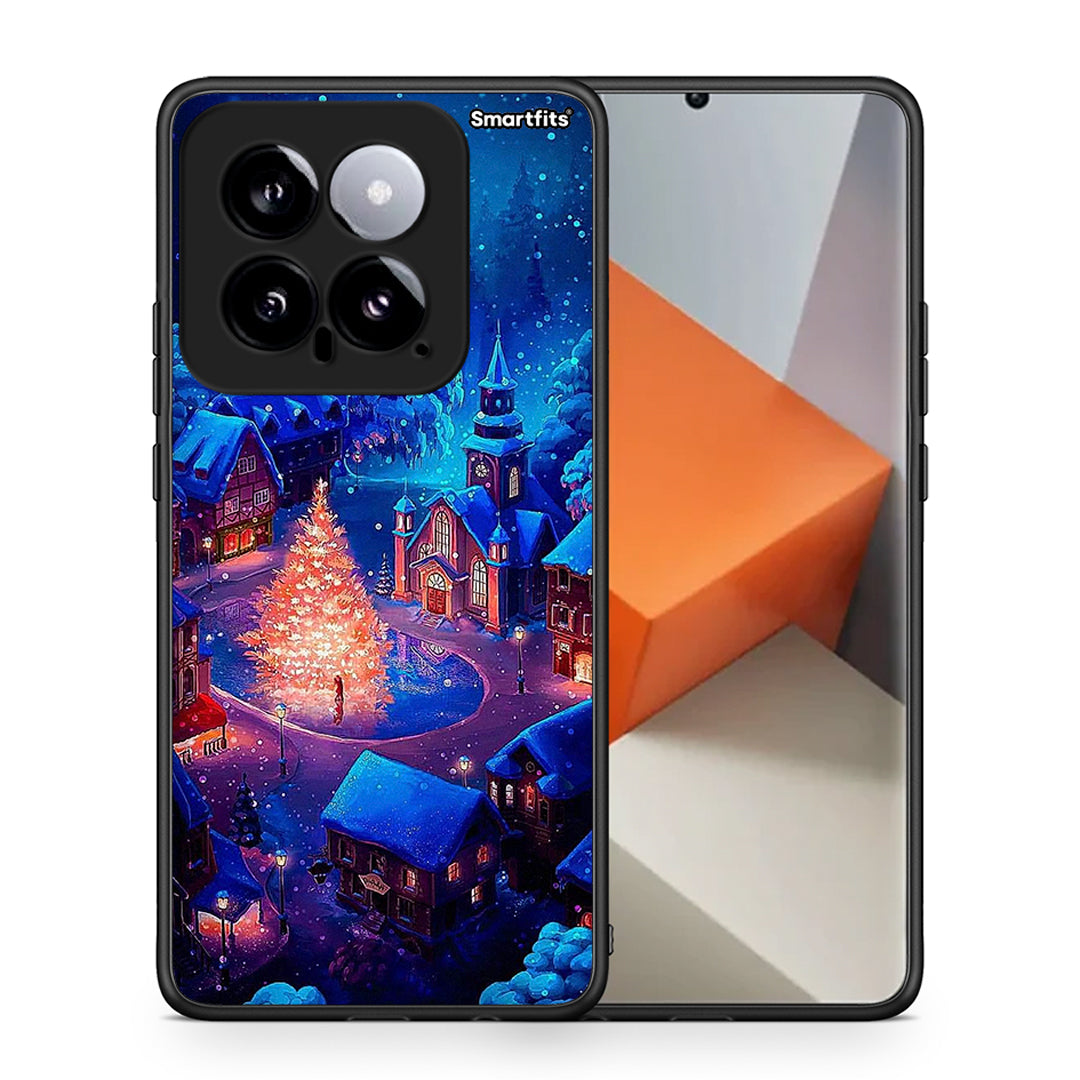 Θήκη Xiaomi 14 5G Xmas Village από τη Smartfits με σχέδιο στο πίσω μέρος και μαύρο περίβλημα | Xiaomi 14 5G Xmas Village case with colorful back and black bezels