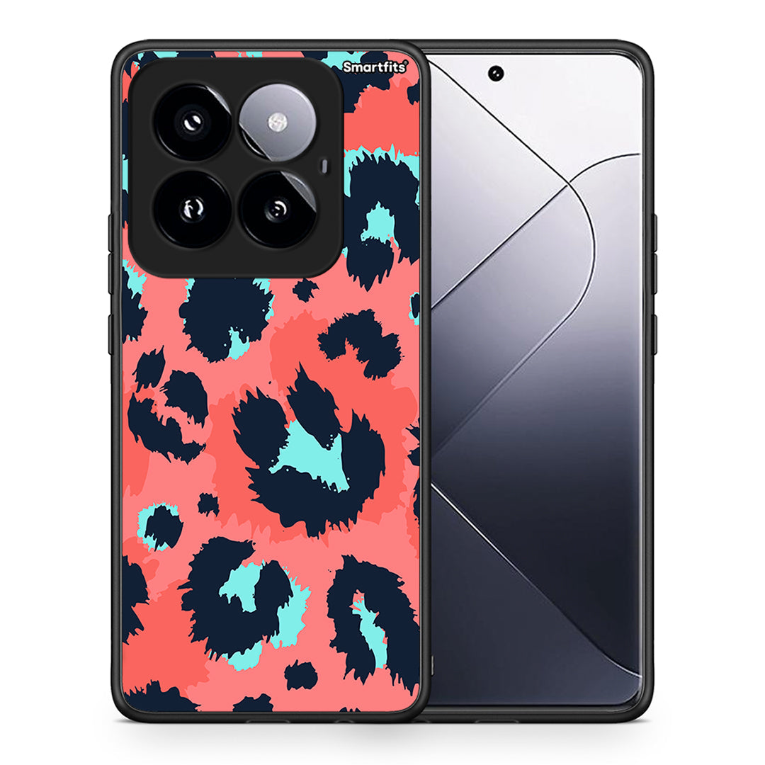 Θήκη Xiaomi 14 Pro 5G Pink Leopard Animal από τη Smartfits με σχέδιο στο πίσω μέρος και μαύρο περίβλημα | Xiaomi 14 Pro 5G Pink Leopard Animal case with colorful back and black bezels