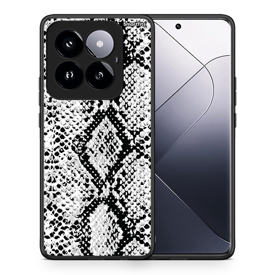 Θήκη Xiaomi 14 Pro 5G White Snake Animal από τη Smartfits με σχέδιο στο πίσω μέρος και μαύρο περίβλημα | Xiaomi 14 Pro 5G White Snake Animal case with colorful back and black bezels