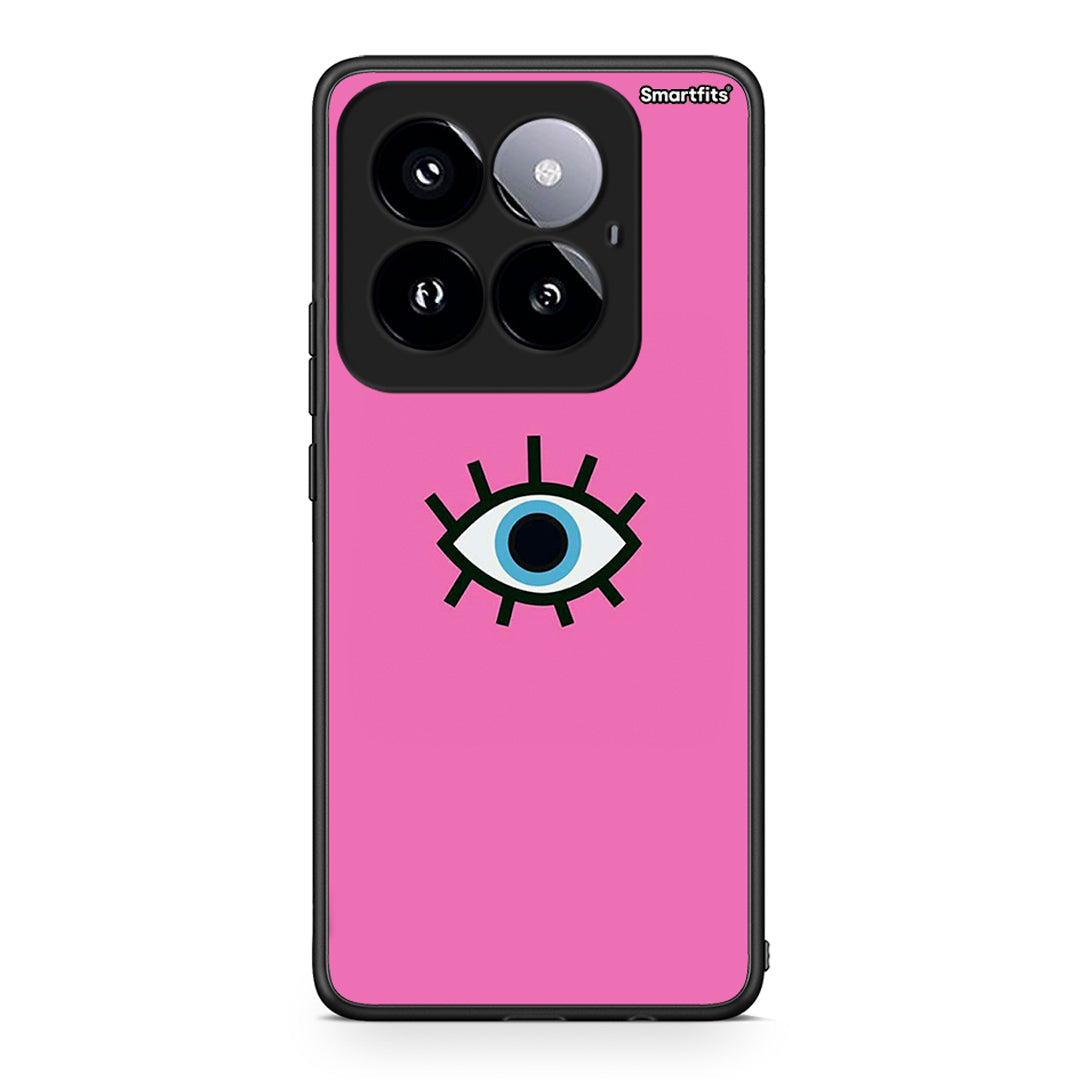 Xiaomi 14 Pro 5G Blue Eye Pink θήκη από τη Smartfits με σχέδιο στο πίσω μέρος και μαύρο περίβλημα | Smartphone case with colorful back and black bezels by Smartfits