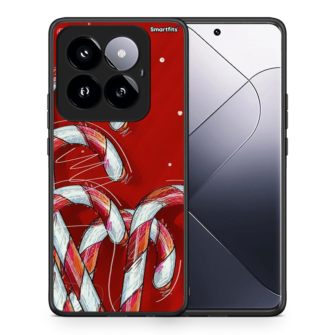 Θήκη Xiaomi 14 Pro 5G Candy Cane από τη Smartfits με σχέδιο στο πίσω μέρος και μαύρο περίβλημα | Xiaomi 14 Pro 5G Candy Cane case with colorful back and black bezels