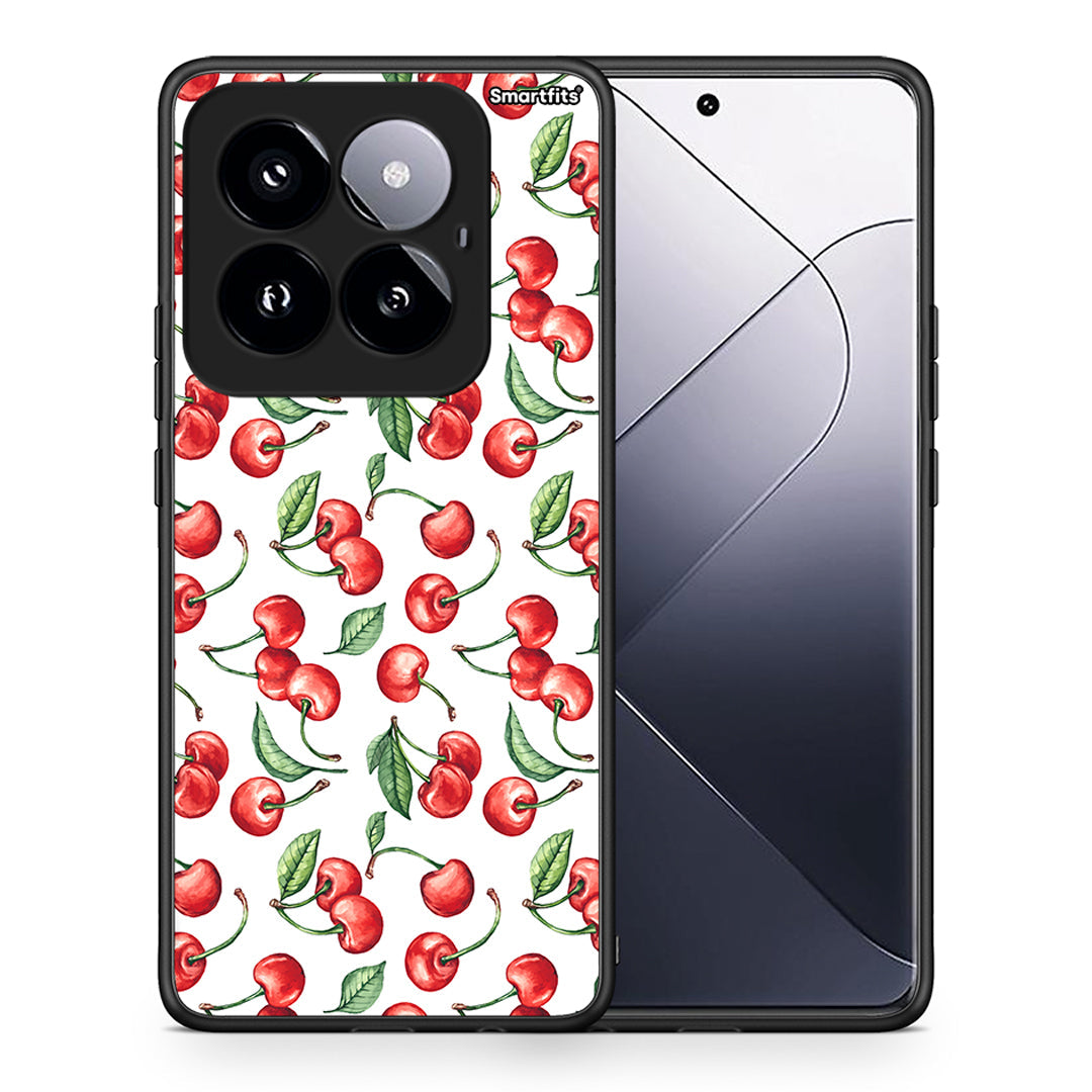 Θήκη Xiaomi 14 Pro 5G Cherry Summer από τη Smartfits με σχέδιο στο πίσω μέρος και μαύρο περίβλημα | Xiaomi 14 Pro 5G Cherry Summer case with colorful back and black bezels