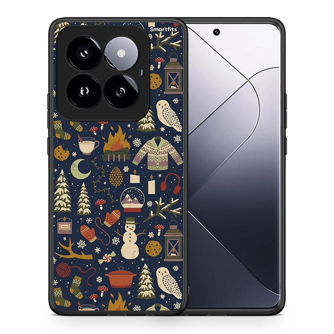 Θήκη Xiaomi 14 Pro 5G Christmas Elements από τη Smartfits με σχέδιο στο πίσω μέρος και μαύρο περίβλημα | Xiaomi 14 Pro 5G Christmas Elements case with colorful back and black bezels