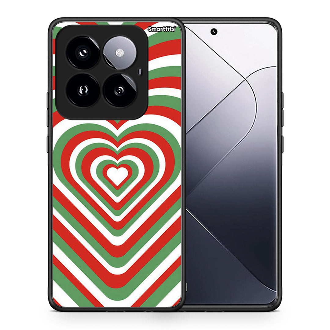 Θήκη Xiaomi 14 Pro 5G Christmas Hearts από τη Smartfits με σχέδιο στο πίσω μέρος και μαύρο περίβλημα | Xiaomi 14 Pro 5G Christmas Hearts case with colorful back and black bezels