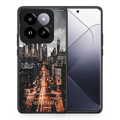 Θήκη Xiaomi 14 Pro 5G City Lights από τη Smartfits με σχέδιο στο πίσω μέρος και μαύρο περίβλημα | Xiaomi 14 Pro 5G City Lights case with colorful back and black bezels