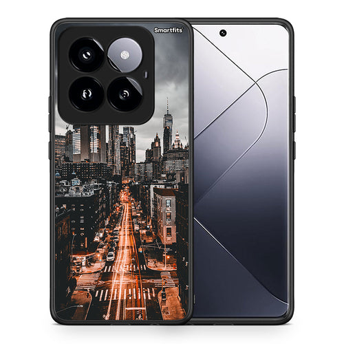 Θήκη Xiaomi 14 Pro 5G City Lights από τη Smartfits με σχέδιο στο πίσω μέρος και μαύρο περίβλημα | Xiaomi 14 Pro 5G City Lights case with colorful back and black bezels