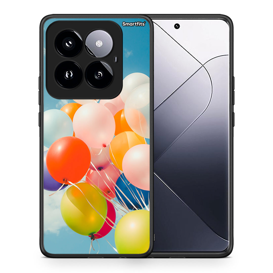 Θήκη Xiaomi 14 Pro 5G Colorful Balloons από τη Smartfits με σχέδιο στο πίσω μέρος και μαύρο περίβλημα | Xiaomi 14 Pro 5G Colorful Balloons case with colorful back and black bezels