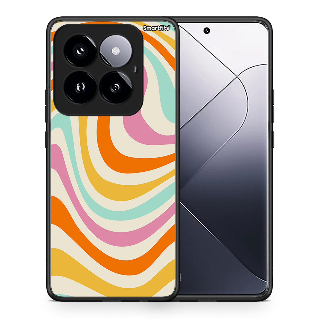 Θήκη Xiaomi 14 Pro 5G Colourful Waves από τη Smartfits με σχέδιο στο πίσω μέρος και μαύρο περίβλημα | Xiaomi 14 Pro 5G Colourful Waves case with colorful back and black bezels