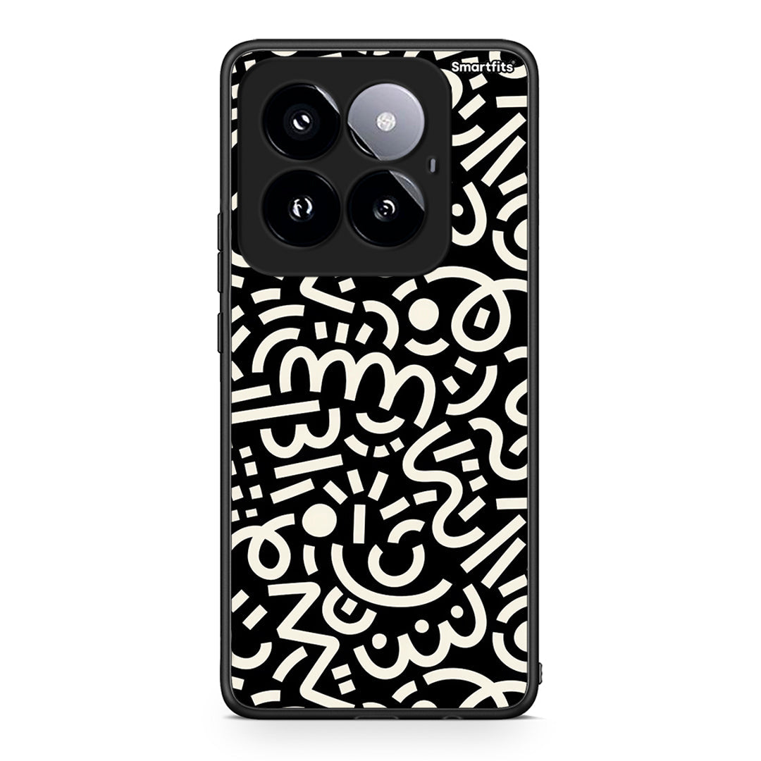 Xiaomi 14 Pro 5G Doodle Art Θήκη από τη Smartfits με σχέδιο στο πίσω μέρος και μαύρο περίβλημα | Smartphone case with colorful back and black bezels by Smartfits