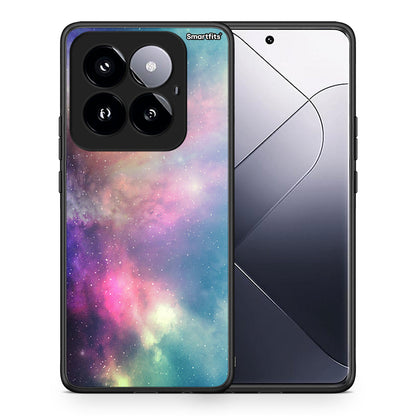 Θήκη Xiaomi 14 Pro 5G Rainbow Galaxy από τη Smartfits με σχέδιο στο πίσω μέρος και μαύρο περίβλημα | Xiaomi 14 Pro 5G Rainbow Galaxy case with colorful back and black bezels