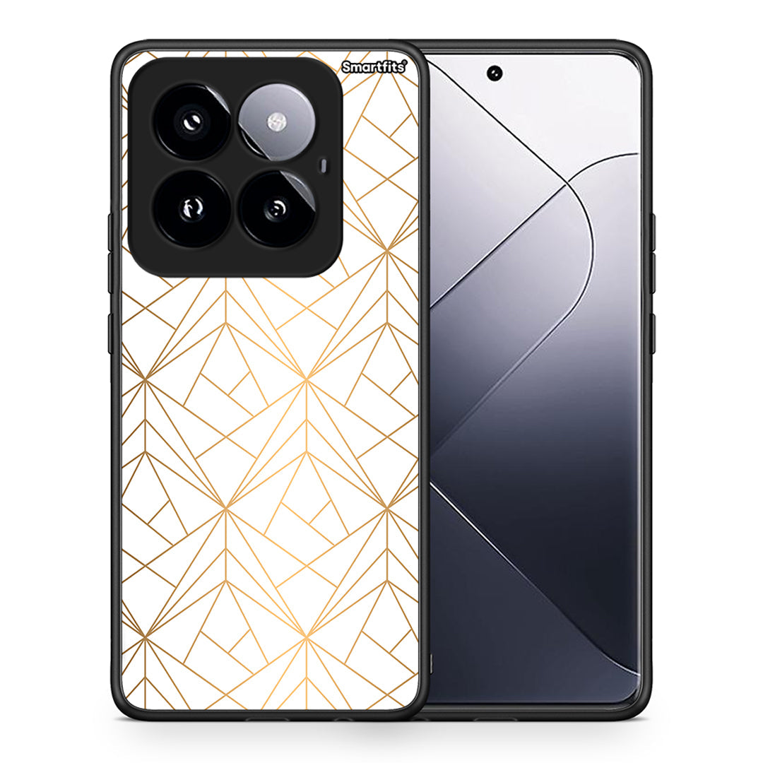 Θήκη Xiaomi 14 Pro 5G Luxury White Geometric από τη Smartfits με σχέδιο στο πίσω μέρος και μαύρο περίβλημα | Xiaomi 14 Pro 5G Luxury White Geometric case with colorful back and black bezels