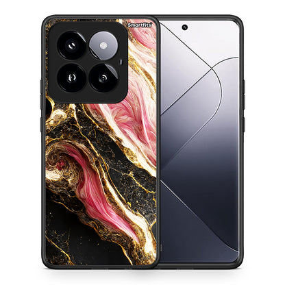 Θήκη Xiaomi 14 Pro 5G Glamorous Pink Marble από τη Smartfits με σχέδιο στο πίσω μέρος και μαύρο περίβλημα | Xiaomi 14 Pro 5G Glamorous Pink Marble case with colorful back and black bezels