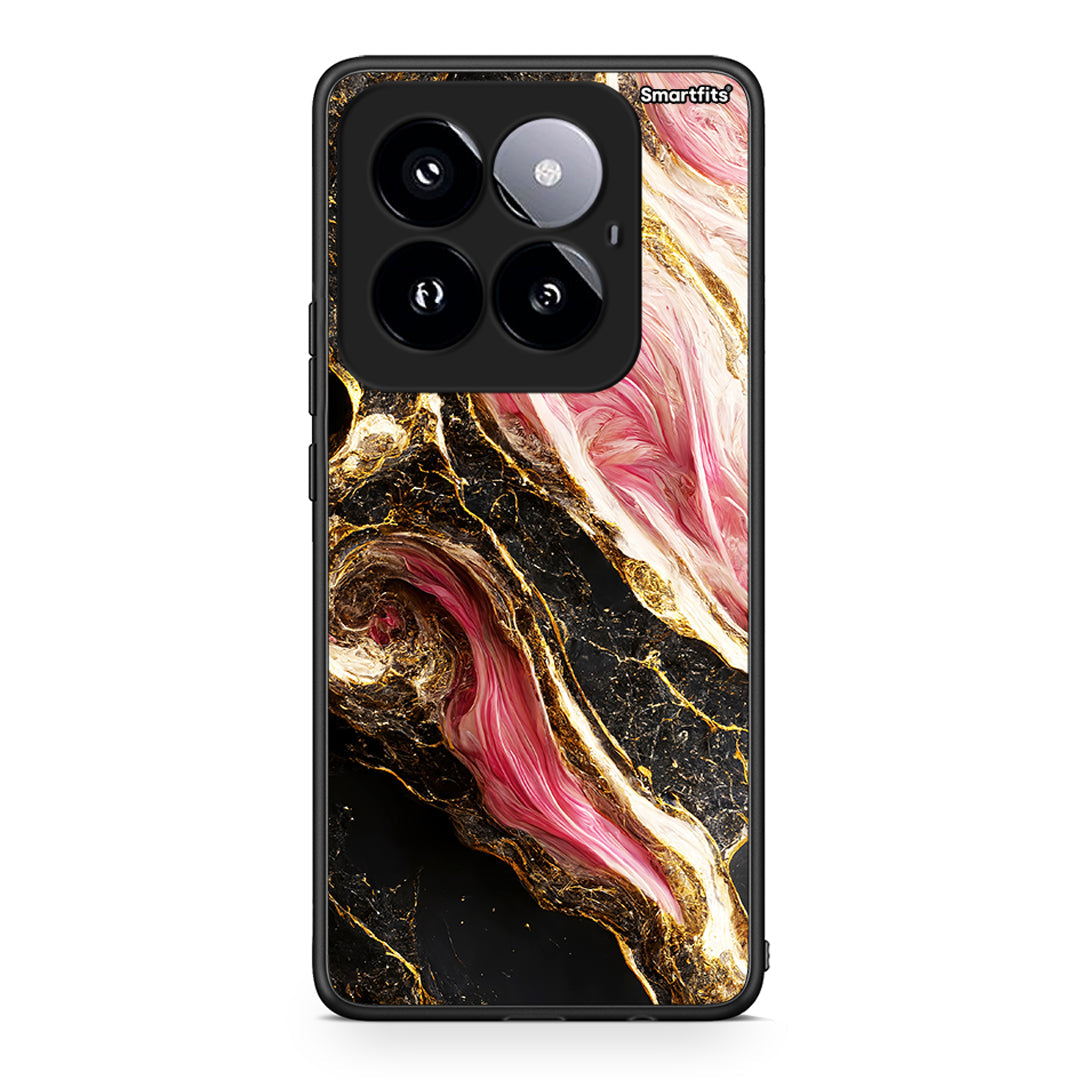 Xiaomi 14 Pro 5G Glamorous Pink Marble θήκη από τη Smartfits με σχέδιο στο πίσω μέρος και μαύρο περίβλημα | Smartphone case with colorful back and black bezels by Smartfits