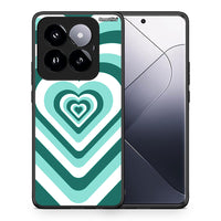 Thumbnail for Θήκη Xiaomi 14 Pro 5G Green Hearts από τη Smartfits με σχέδιο στο πίσω μέρος και μαύρο περίβλημα | Xiaomi 14 Pro 5G Green Hearts case with colorful back and black bezels