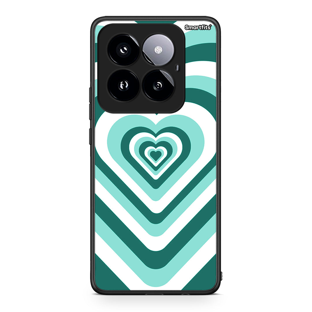 Xiaomi 14 Pro 5G Green Hearts θήκη από τη Smartfits με σχέδιο στο πίσω μέρος και μαύρο περίβλημα | Smartphone case with colorful back and black bezels by Smartfits