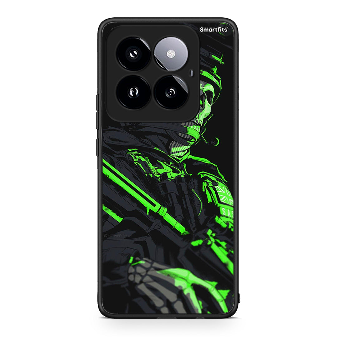 Xiaomi 14 Pro 5G Green Soldier Θήκη Αγίου Βαλεντίνου από τη Smartfits με σχέδιο στο πίσω μέρος και μαύρο περίβλημα | Smartphone case with colorful back and black bezels by Smartfits