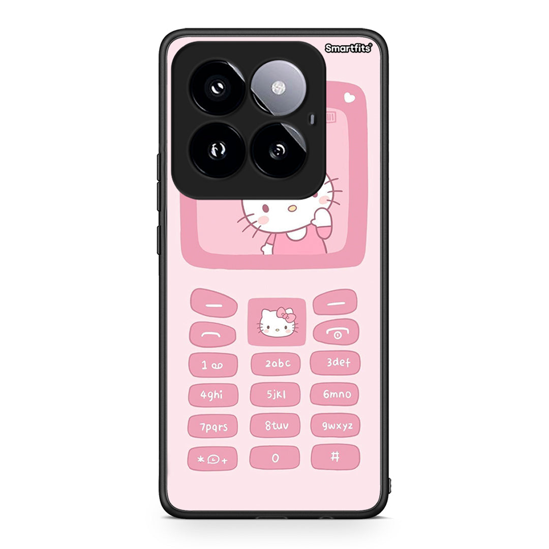 Xiaomi 14 Pro 5G Hello Kitten Θήκη Αγίου Βαλεντίνου από τη Smartfits με σχέδιο στο πίσω μέρος και μαύρο περίβλημα | Smartphone case with colorful back and black bezels by Smartfits