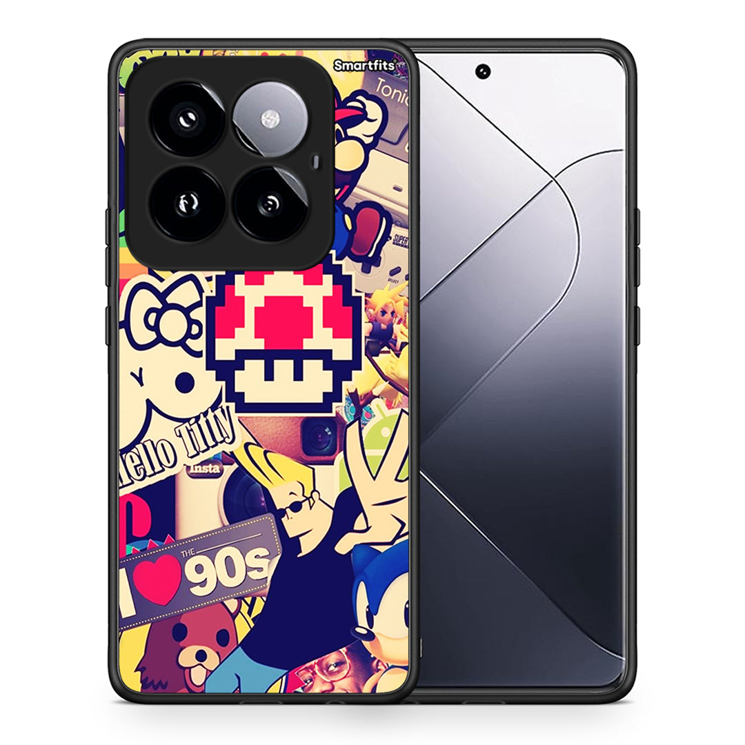 Θήκη Xiaomi 14 Pro 5G Love The 90s από τη Smartfits με σχέδιο στο πίσω μέρος και μαύρο περίβλημα | Xiaomi 14 Pro 5G Love The 90s case with colorful back and black bezels