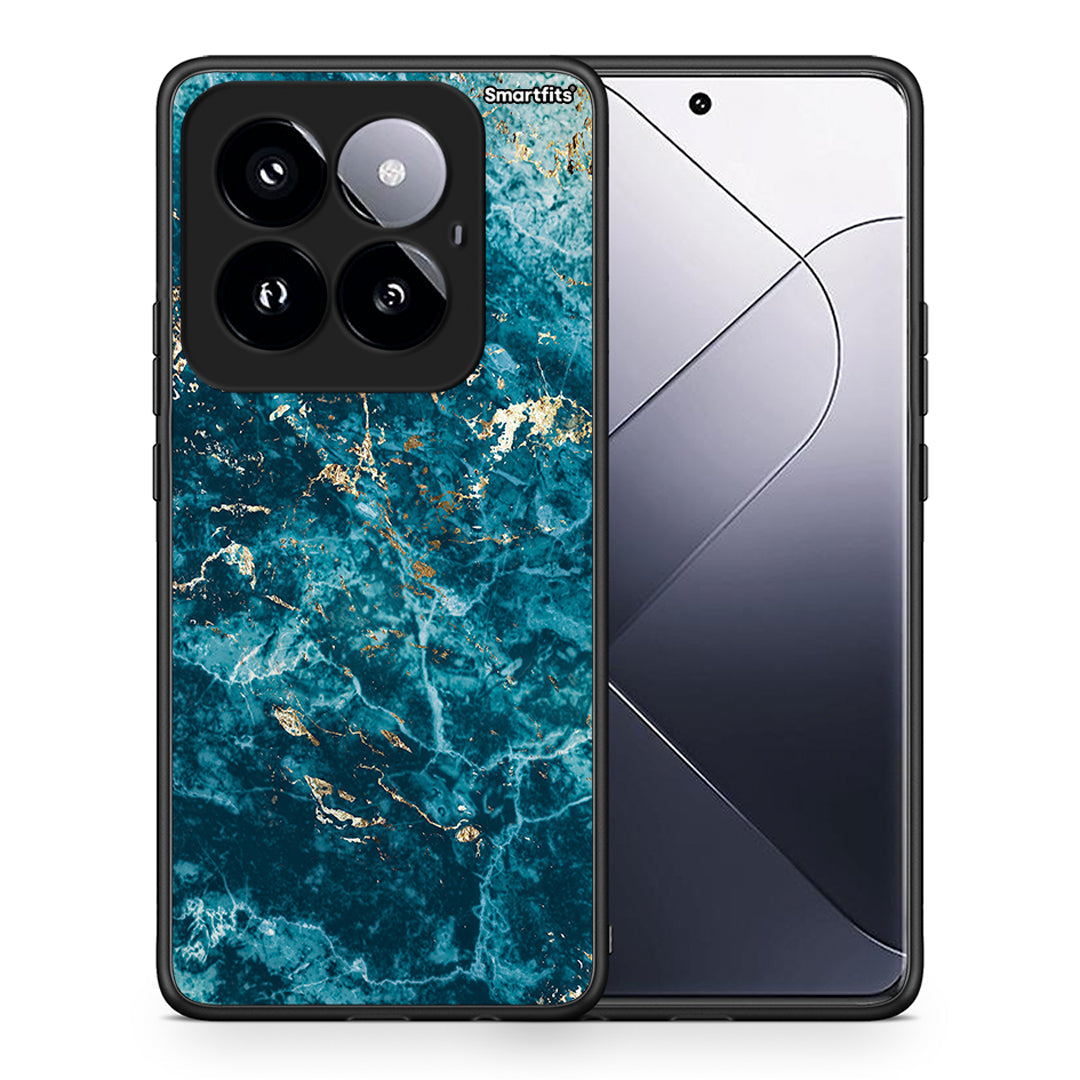 Θήκη Xiaomi 14 Pro 5G Marble Blue από τη Smartfits με σχέδιο στο πίσω μέρος και μαύρο περίβλημα | Xiaomi 14 Pro 5G Marble Blue case with colorful back and black bezels