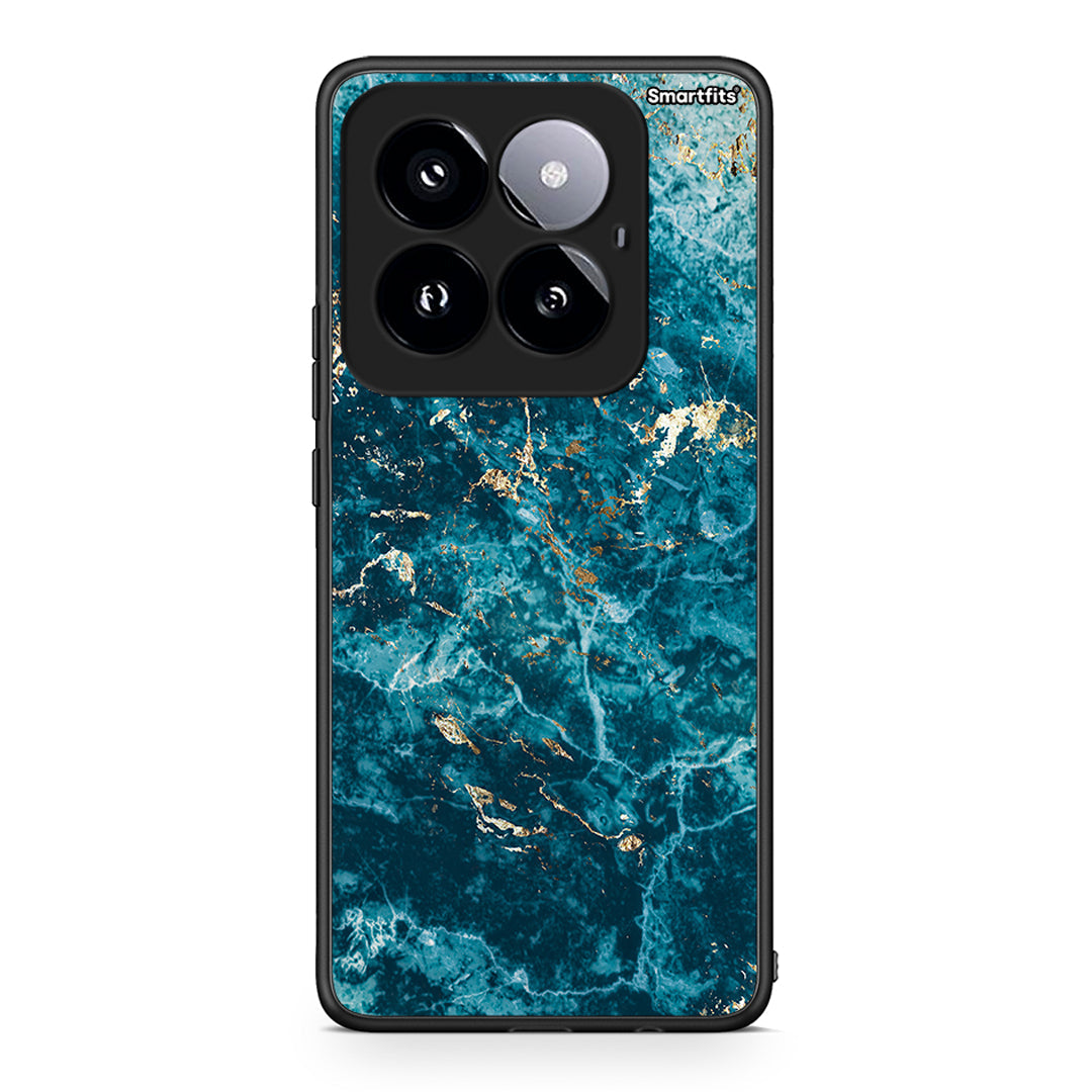 Xiaomi 14 Pro 5G Marble Blue θήκη από τη Smartfits με σχέδιο στο πίσω μέρος και μαύρο περίβλημα | Smartphone case with colorful back and black bezels by Smartfits