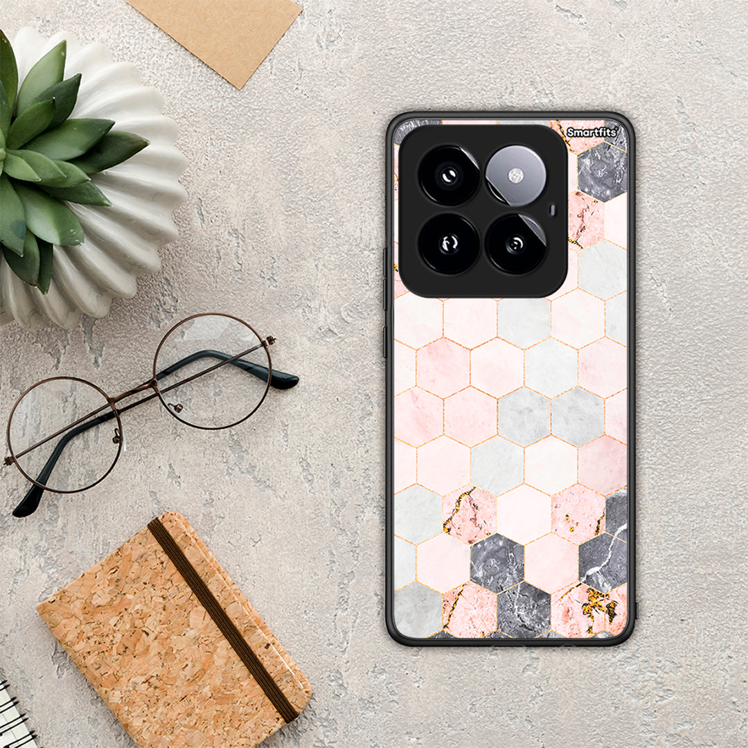 Marble Hexagon Pink - Xiaomi 14 Pro 5G θήκη