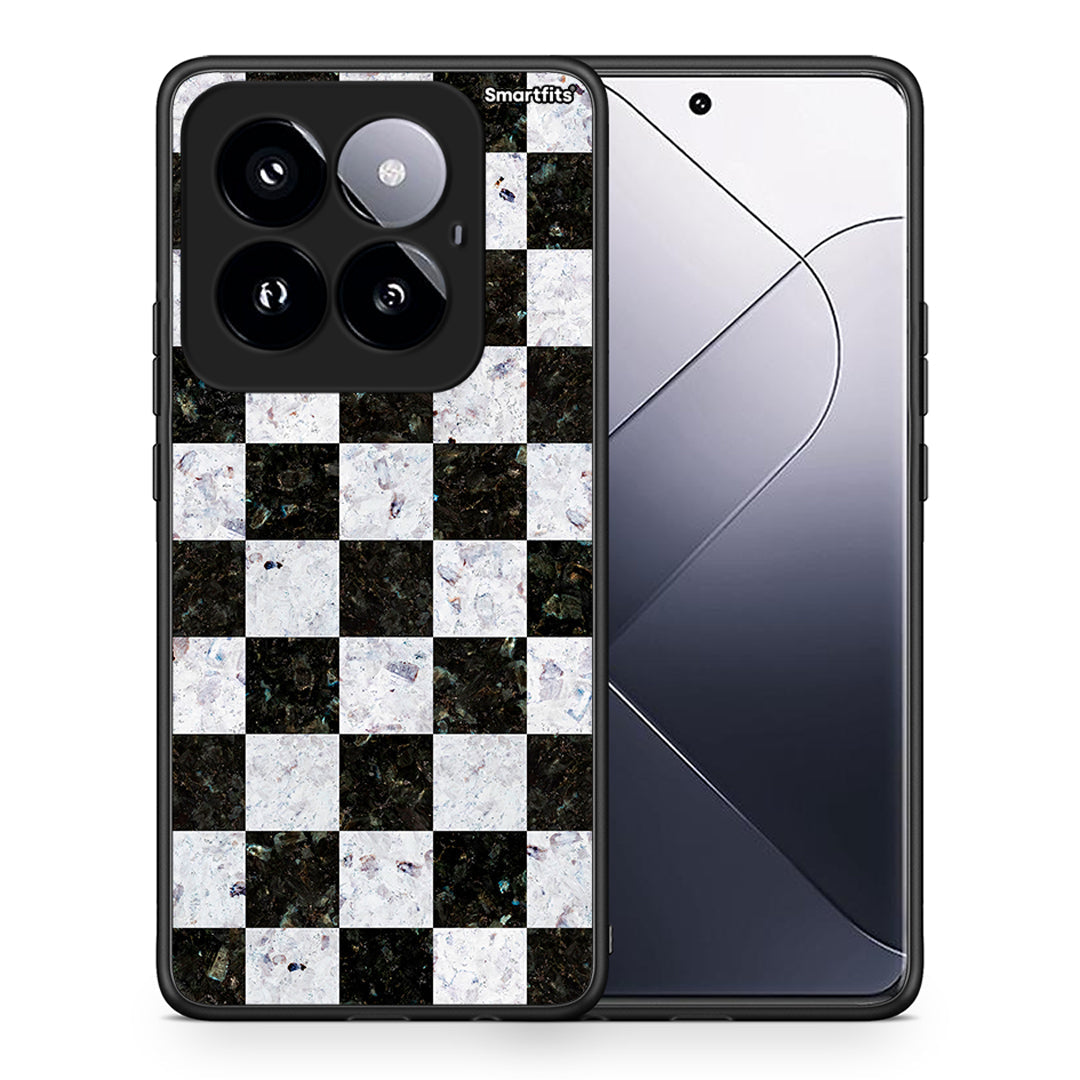 Θήκη Xiaomi 14 Pro 5G Square Geometric Marble από τη Smartfits με σχέδιο στο πίσω μέρος και μαύρο περίβλημα | Xiaomi 14 Pro 5G Square Geometric Marble case with colorful back and black bezels