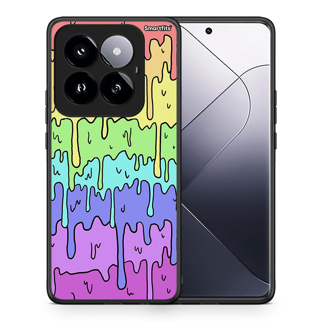 Θήκη Xiaomi 14 Pro 5G Melting Rainbow από τη Smartfits με σχέδιο στο πίσω μέρος και μαύρο περίβλημα | Xiaomi 14 Pro 5G Melting Rainbow case with colorful back and black bezels