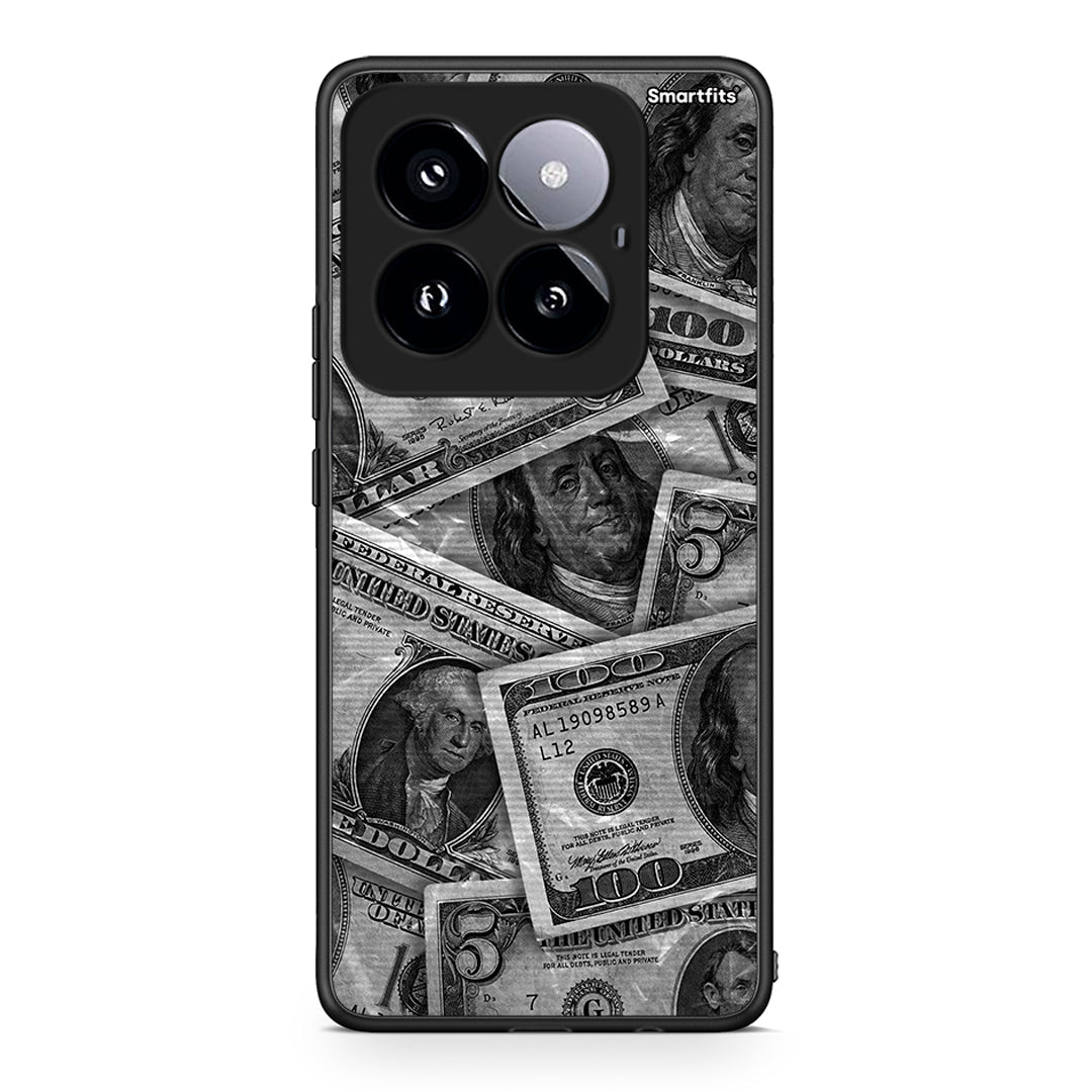 Xiaomi 14 Pro 5G Money Dollars θήκη από τη Smartfits με σχέδιο στο πίσω μέρος και μαύρο περίβλημα | Smartphone case with colorful back and black bezels by Smartfits