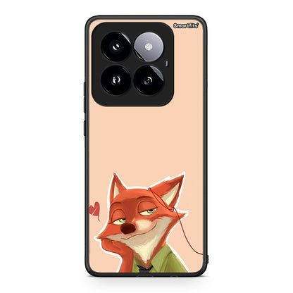 Xiaomi 14 Pro 5G Nick Wilde And Judy Hopps Love 1 θήκη από τη Smartfits με σχέδιο στο πίσω μέρος και μαύρο περίβλημα | Smartphone case with colorful back and black bezels by Smartfits