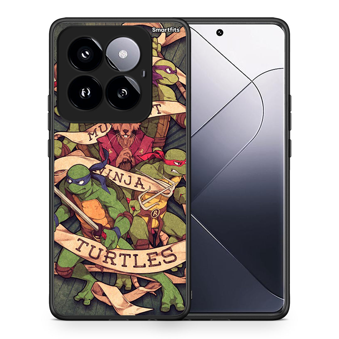 Θήκη Xiaomi 14 Pro 5G Ninja Turtles από τη Smartfits με σχέδιο στο πίσω μέρος και μαύρο περίβλημα | Xiaomi 14 Pro 5G Ninja Turtles case with colorful back and black bezels