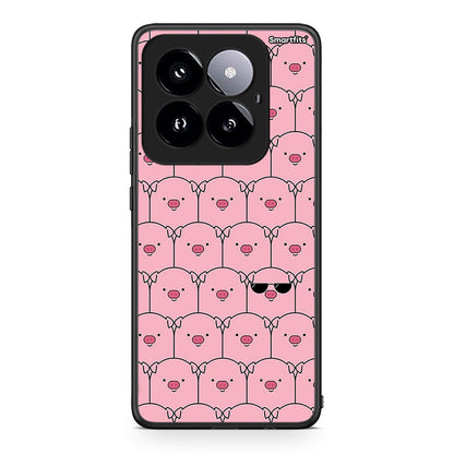 Xiaomi 14 Pro 5G Pig Glasses θήκη από τη Smartfits με σχέδιο στο πίσω μέρος και μαύρο περίβλημα | Smartphone case with colorful back and black bezels by Smartfits