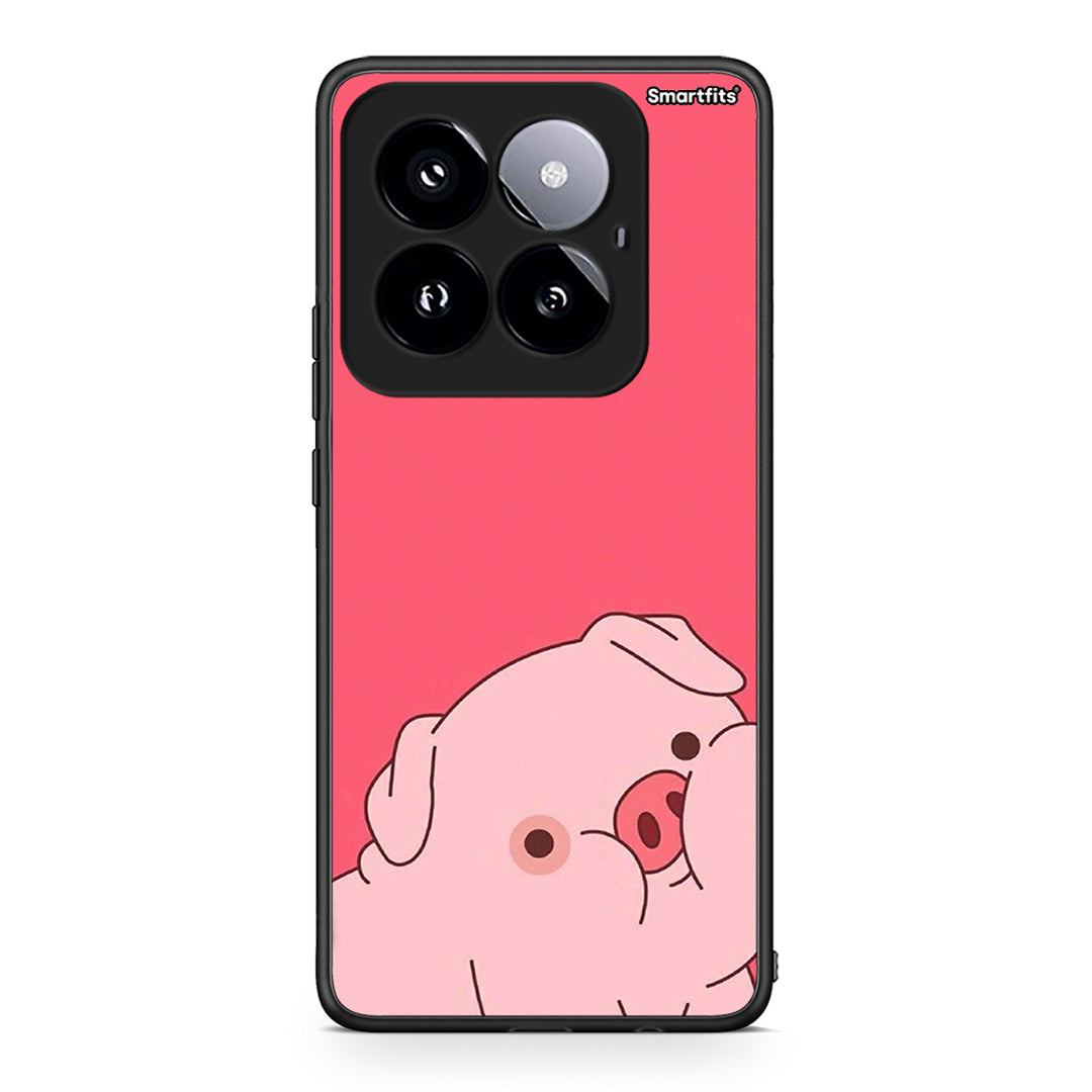 Xiaomi 14 Pro 5G Pig Love 1 Θήκη Αγίου Βαλεντίνου από τη Smartfits με σχέδιο στο πίσω μέρος και μαύρο περίβλημα | Smartphone case with colorful back and black bezels by Smartfits