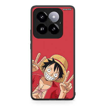 Xiaomi 14 Pro 5G Pirate Luffy Θήκη από τη Smartfits με σχέδιο στο πίσω μέρος και μαύρο περίβλημα | Smartphone case with colorful back and black bezels by Smartfits