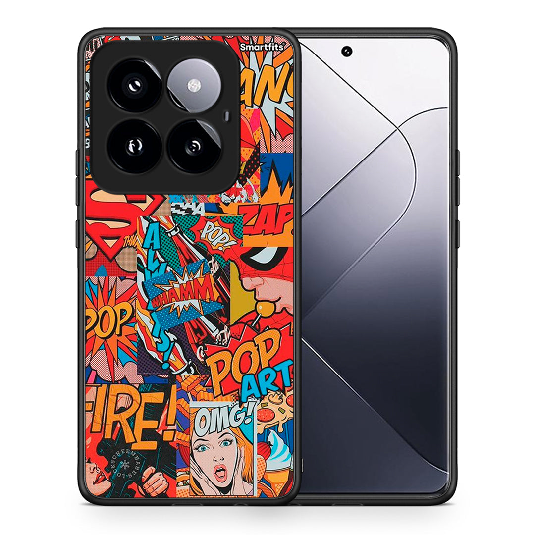 Θήκη Xiaomi 14 Pro 5G PopArt OMG από τη Smartfits με σχέδιο στο πίσω μέρος και μαύρο περίβλημα | Xiaomi 14 Pro 5G PopArt OMG case with colorful back and black bezels